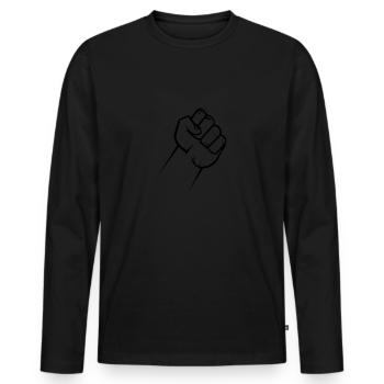 faust - Männer Premium Bio Langarmshirt - Schwarz - Vorne - Nico (187cm)