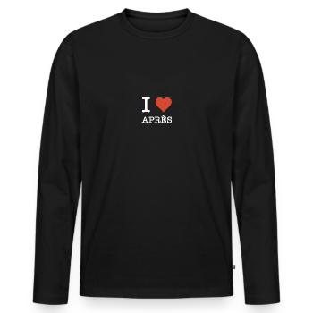 I Love Après Funny Apres Ski party - Männer Premium Bio Langarmshirt - Schwarz - Vorne - Nico (187cm)