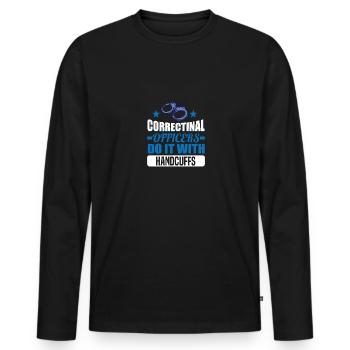 Justizvollzug Motiv für Strafvollzugs-Beamte - Männer Premium Bio Langarmshirt - Schwarz - Vorne - Nico (187cm)