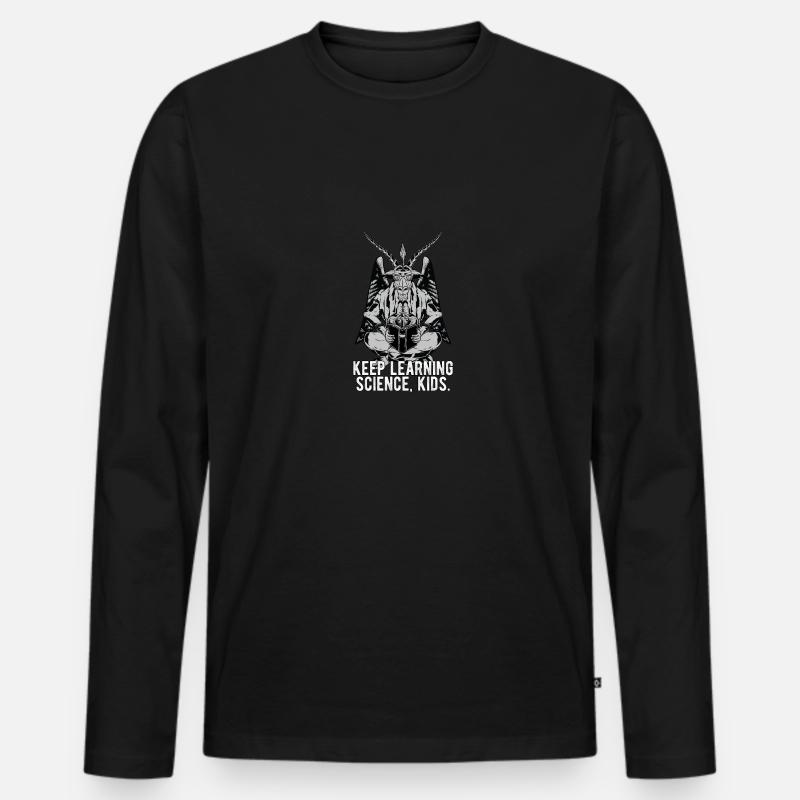 Baphomet Keep learning science meme - Men's Premium Organic Long Sleeve Shirt - black