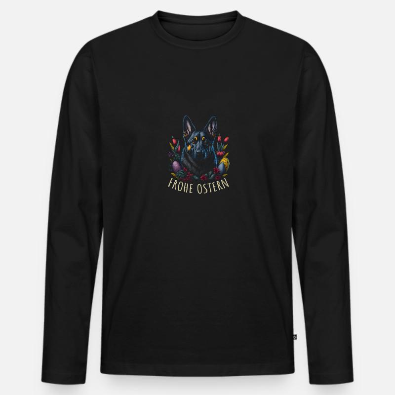 Ostern Frühling Deutscher Schäferhund - Männer Premium Bio Langarmshirt - Schwarz