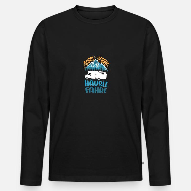 Campingplatz Wohnmobil Lustiges Camping - Männer Premium Bio Langarmshirt - Schwarz