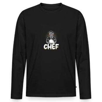 CHEF Chef Drôle Chef Culinaire Motif - T-shirt manches longues Premium bio Homme - noir - Devant - Nico (187cm)