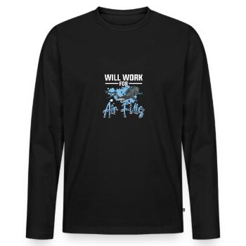 Will Work For Air Fills Diving Divers - Men's Premium Organic Long Sleeve Shirt - black - Front - Nico (187cm)
