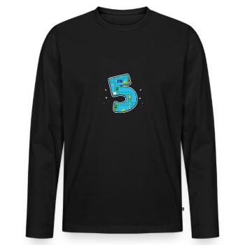 5 ans enfants garçons 5ème anniversaire rues - T-shirt manches longues Premium bio Homme - noir - Devant - Nico (187cm)