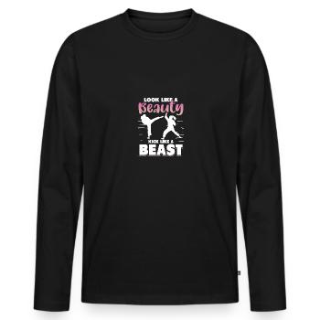 Look Like A Beauty Kick Like A Beast Boxing Gym - Männer Premium Bio Langarmshirt - Schwarz - Vorne - Nico (187cm)