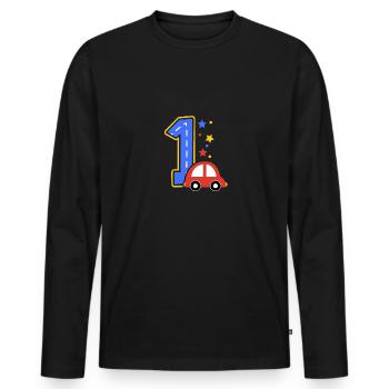 Kids Birthday Number 1 ToyCars für Kinder Jungen - Männer Premium Bio Langarmshirt - Schwarz - Vorne - Nico (187cm)