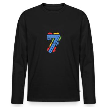 Enfants Anniversaire Numéro 7 ToyCars pour enfants Garçons - T-shirt manches longues Premium bio Homme - noir - Devant - Nico (187cm)