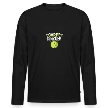 Carpe Dinkum pour Pickleball Hommes Femmes - T-shirt manches longues Premium bio Homme - noir - Devant - Nico (187cm)