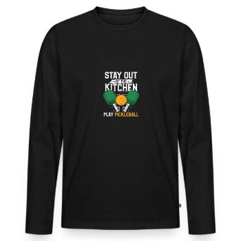 Restez en dehors de la cuisine Jouez au pickleball - T-shirt manches longues Premium bio Homme - noir - Devant - Nico (187cm)