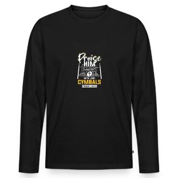 Louez-le avec des cymbales bruyantes Psaume 150:1 - T-shirt manches longues Premium bio Homme - noir - Devant - Nico (187cm)