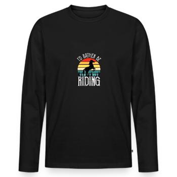 Je préfère monter à cheval Équitation - T-shirt manches longues Premium bio Homme - noir - Devant - Nico (187cm)