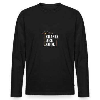 Cranes Are Cool Cranes Are Cool Crane Operators - Men's Premium Organic Long Sleeve Shirt - black - Front - Nico (187cm)