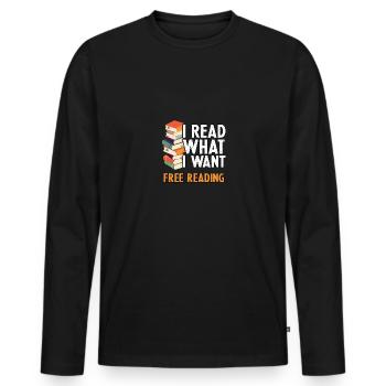Je lis ce que je veux Lecture gratuite - T-shirt manches longues Premium bio Homme - noir - Devant - Nico (187cm)