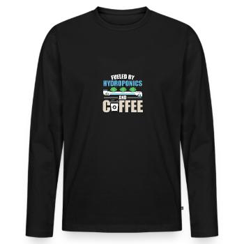 Fueled By Hydroponics And Coffee Hydroponik - Men's Premium Organic Long Sleeve Shirt - black - Front - Nico (187cm)