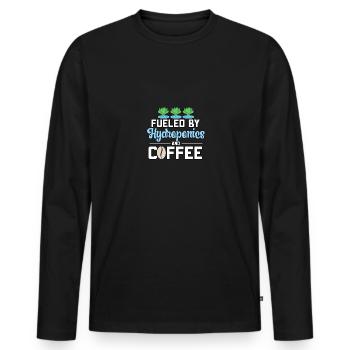 Fueled By Hydroponics And Coffee Hydroponik - Men's Premium Organic Long Sleeve Shirt - black - Front - Nico (187cm)