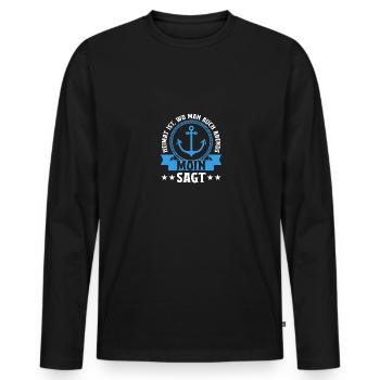 Heimat ist wo man auch Abends Moin sagt - Männer Premium Bio Langarmshirt - Schwarz - Vorne - Nico (187cm)