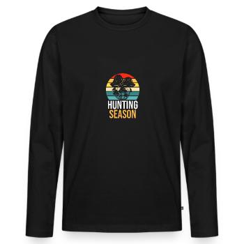 Saison de chasse Chasse aux champignons pour les cueilleurs de champignons - T-shirt manches longues Premium bio Homme - noir - Devant - Nico (187cm)