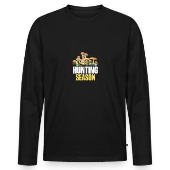 Saison de chasse Chasse aux champignons pour les cueilleurs de champignons - T-shirt manches longues Premium bio Homme - noir - Devant - Nico (187cm)