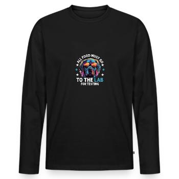 Tous les aliments doivent aller au laboratoire pour être testés - T-shirt manches longues Premium bio Homme - noir - Devant - Nico (187cm)