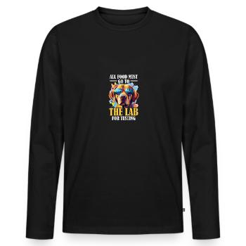Tous les aliments doivent aller au laboratoire pour être testés - T-shirt manches longues Premium bio Homme - noir - Devant - Nico (187cm)