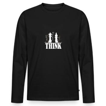 Pensez aux joueurs d’échecs - T-shirt manches longues Premium bio Homme - noir - Devant - Nico (187cm)