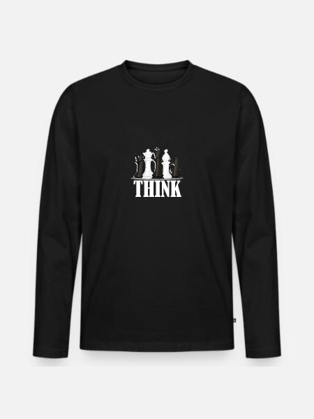 Pensez aux joueurs d’échecs - T-shirt manches longues Premium bio Homme - noir