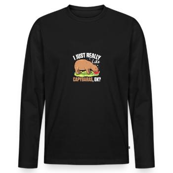I Just Really Like Capybaras OK Capybara - Men's Premium Organic Long Sleeve Shirt - black - Front - Nico (187cm)