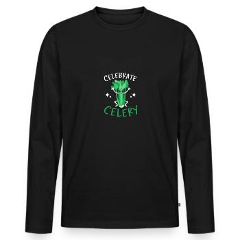 Célébrez le céleri pour les végétariens et les végétaliens - T-shirt manches longues Premium bio Homme - noir - Devant - Nico (187cm)
