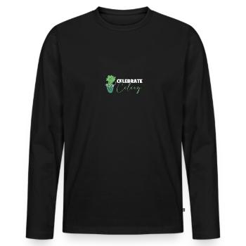 Célébrez le céleri pour les végétariens et les végétaliens - T-shirt manches longues Premium bio Homme - noir - Devant - Nico (187cm)