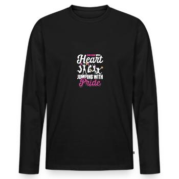 Cheering With Heart Jumping With Pride - Männer Premium Bio Langarmshirt - Schwarz - Vorne - Nico (187cm)