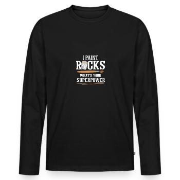 I Paint Rocks What's Your Superpower Stones - Men's Premium Organic Long Sleeve Shirt - black - Front - Nico (187cm)