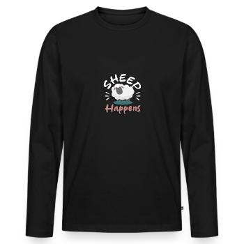 Sheep Happens Ironic Shepherd - Men's Premium Organic Long Sleeve Shirt - black - Front - Nico (187cm)