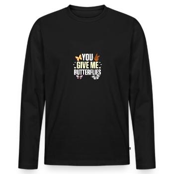 Tu me donnes des papillons Entomologie - T-shirt manches longues Premium bio Homme - noir - Devant - Nico (187cm)