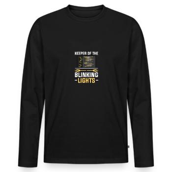 Keeper Of The Blinking Lights Netzwerk Netzwerker - Männer Premium Bio Langarmshirt - Schwarz - Vorne - Nico (187cm)