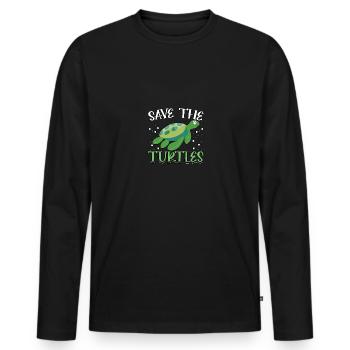 Save The Turtles Earthday Niedliche Schildkröte - Männer Premium Bio Langarmshirt - Schwarz - Vorne - Nico (187cm)