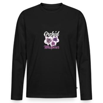 Orchid Whisperer Producteurs d’orchidées - T-shirt manches longues Premium bio Homme - noir - Devant - Nico (187cm)