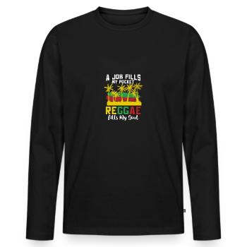Le reggae remplit mon âme Musique jamaïcaine Rastafari - T-shirt manches longues Premium bio Homme - noir - Devant - Nico (187cm)