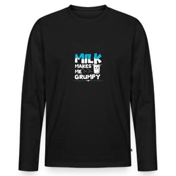 Le lait me rend grincheux Intolérance au lactose - T-shirt manches longues Premium bio Homme - noir - Devant - Nico (187cm)