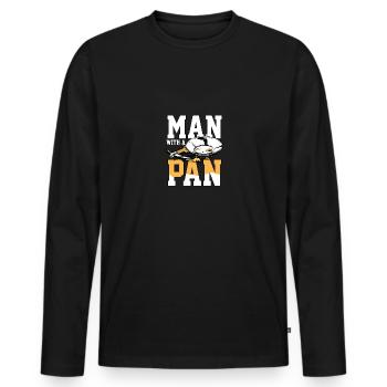 Man With A Pan Für Goldsucher Bergleute - Männer Premium Bio Langarmshirt - Schwarz - Vorne - Nico (187cm)