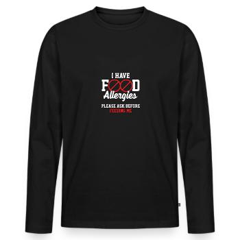 J’ai des allergies alimentaires s’il vous plaît demander à l’allergie - T-shirt manches longues Premium bio Homme - noir - Devant - Nico (187cm)