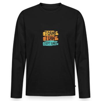 Je suis venu j’ai vu que je suis parti tôt pour les introvertis - T-shirt manches longues Premium bio Homme - noir - Devant - Nico (187cm)