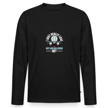 J’adore vraiment les montgolfières, OK? - T-shirt manches longues Premium bio Homme - noir - Devant - Nico (187cm)