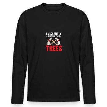 Je juge silencieusement votre grimpeur d’arbres - T-shirt manches longues Premium bio Homme - noir - Devant - Nico (187cm)