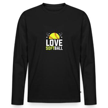 Love Softball pour adolescents Enfants Joueur de softball - T-shirt manches longues Premium bio Homme - noir - Devant - Nico (187cm)