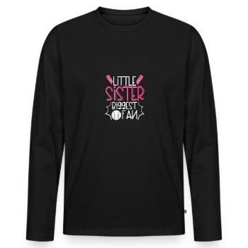 La petite sœur est la plus grande fan pour les adolescents - T-shirt manches longues Premium bio Homme - noir - Devant - Nico (187cm)