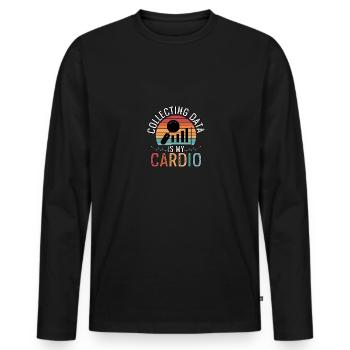 Collecting Data Is My Cardio for Scientists - Men's Premium Organic Long Sleeve Shirt - black - Front - Nico (187cm)