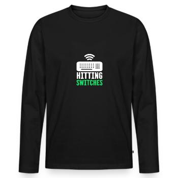 Frapper des commutateurs pour le réseau de système de travail de technologie informatique - T-shirt manches longues Premium bio Homme - noir - Devant - Nico (187cm)