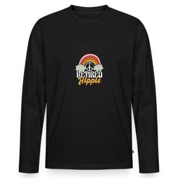 Hippie retraité Seventies Hippie Hippy - T-shirt manches longues Premium bio Homme - noir - Devant - Nico (187cm)