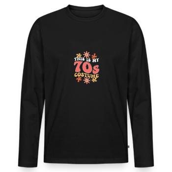 C’est mon costume des années 70 Seventies Hippie - T-shirt manches longues Premium bio Homme - noir - Devant - Nico (187cm)